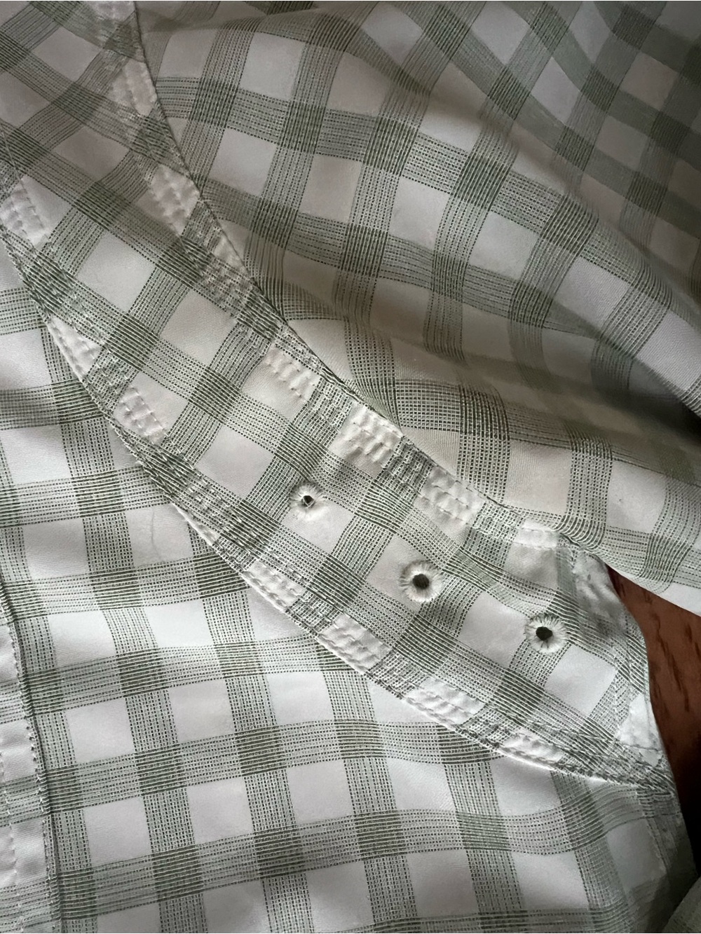 Orvis Light Green Plaid Button-Down Technical Work Shirt - Picture 7 of 11